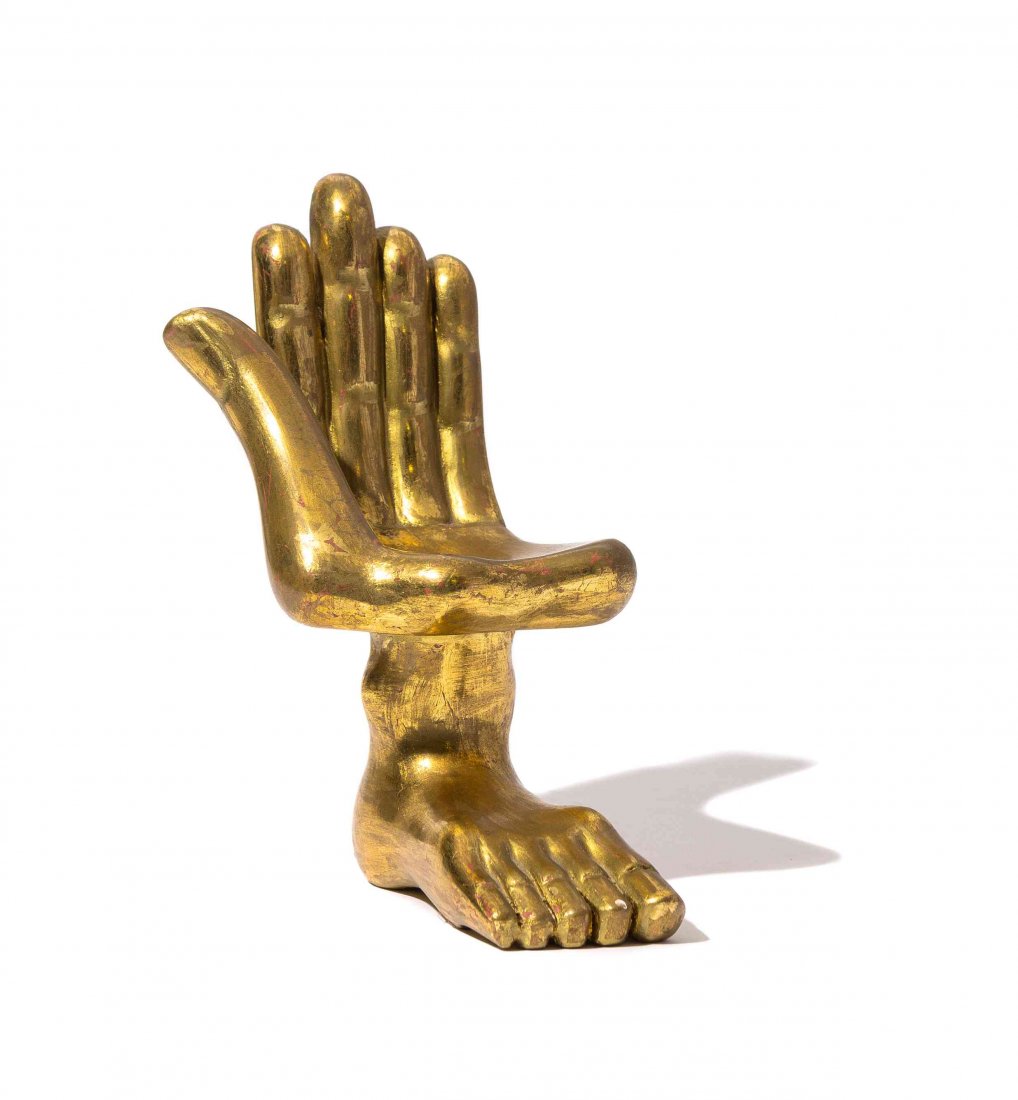 Pedro Friedeberg, (Mexican, b. 1936), Hand: Pedro Friedeberg (Mexican, b. 1936) Hand gilt wood signed Pedro Friedberg (bottom) Height: 7 1/4 inches. Condition: There are minor surface scratches; overall, this work appears to be in basic good an