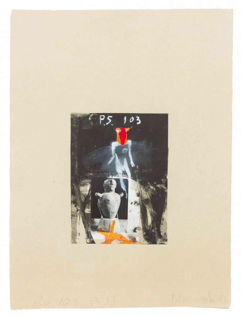 James Pinkney Havard, (American, b. 1937), P. S. - 103: James Pinkney Havard (American, b. 1937) P. S. - 103 A. H., 1992 mixed media signed Havard, titled and dated (lower right); titled (verso) 11 1/4 x 8 1/2 inches. Property from the Estate of Judith Wri