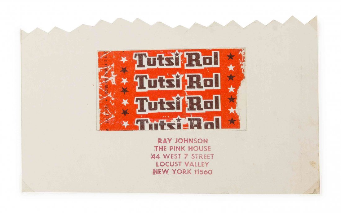 Ray Johnson, (American, 1927-1995), Tutsi Rol: Ray Johnson (American, 1927-1995) Tutsi Rol collage stamped Ray Johnson (lower center) 3 3/4 x 6 inches.