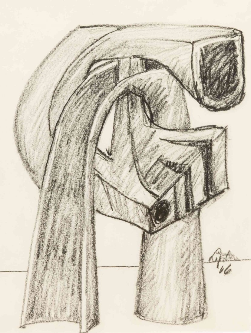 Seymour Lipton, (American, 1903-1986), Sculpture Study,: Seymour Lipton (American, 1903-1986) Sculpture Study, 1966 charcoal signed Lipton and dated (lower right) 10 x 8 inches.