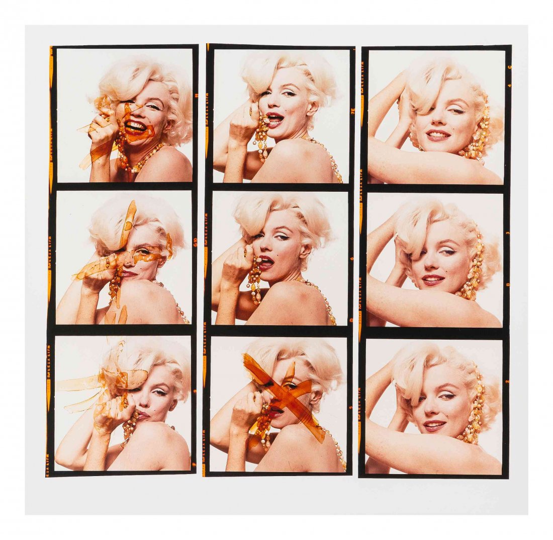 Bert Stern, (American, 1929-2013), Marilyn Monroe,: Bert Stern (American, 1929-2013) Marilyn Monroe, Contact Sheet (from The Last Sitting) Fuji Crystal Archive print mounted on Gator Board; printed 1979 signed Stern (exhibition label) 24 x 24 inches. E