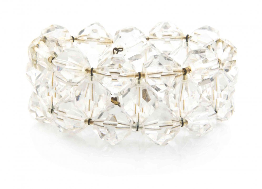 A Miriam Haskell Faceted Crystal Bead Bracelet.: A Miriam Haskell Faceted Crystal Bead Bracelet. Stamped: Miriam Haskell. Property from a Private Collection Condition: Overall good condition. Please note the following: Discoloration on wire.