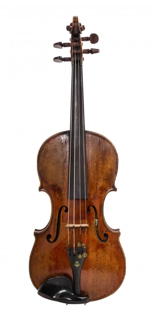 A Full Size Violin, AFTER THE MODEL BY GUARNERI, Length: A Full Size Violin, AFTER THE MODEL BY GUARNERI, with a case. Length 23 1/2 inches.