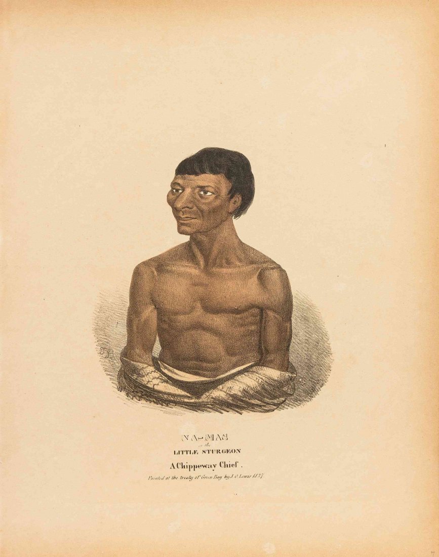 James Otto Lewis, (American, 1799-1858), Na-Mas, or the: James Otto Lewis (American, 1799-1858) Na-Mas, or the Little Sturgeon, A Chippeway Chief, Ash-E-Taa-Na-Quet, A celebrated Chippeway Chief, Ker-O-Menee, A Celebrated Winnebago Chief (three works from T