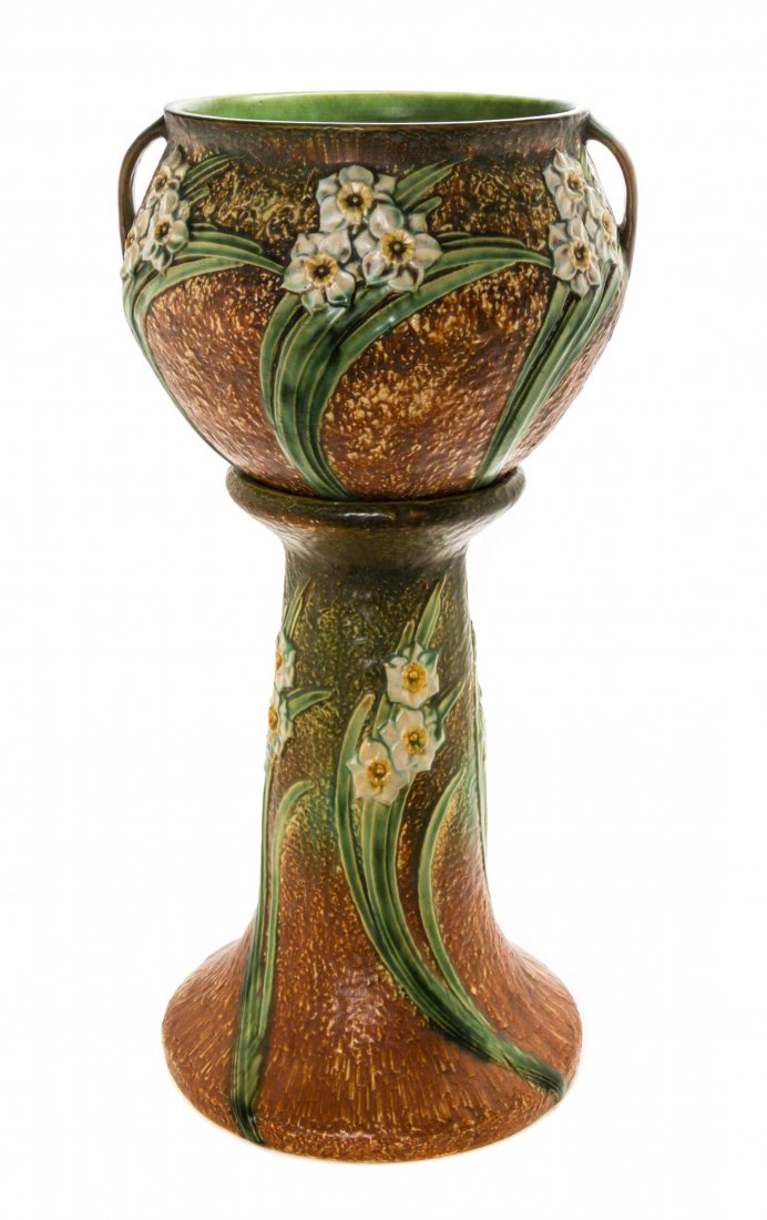 A Roseville Pottery Jardiniere and Pedestal, Height