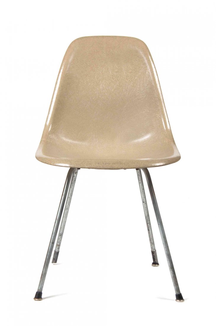 Six Charles and Ray Eames Fiberglass Shell Chairs,: Six Charles and Ray Eames Fiberglass Shell Chairs, each having a molded back and seat, raised on tubular legs. Height 32 inches. Property from the Estate of Jean Friedlander, Milwaukee, Wisconsin