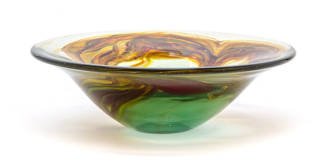 An American Studio Glass Bowl, Richard Ritter (b.: An American Studio Glass Bowl, Richard Ritter (b. 1940), of circular form with a flared rim, signed Richard Q. Ritter. Diameter 9 3/8 inches. Property from the Estate of Frank Schober, Beverly Hills, 