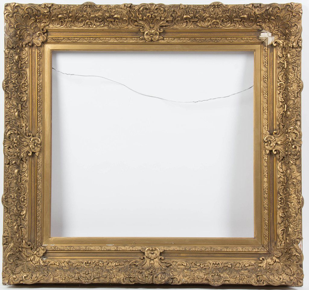 A Group of Three Carved Giltwood Frames, Height of: A Group of Three Carved Giltwood Frames, each of rectangular form, carved with either scrolling foliate or shell form decoration. Height of tallest 29 x width 30 3/4 inches.