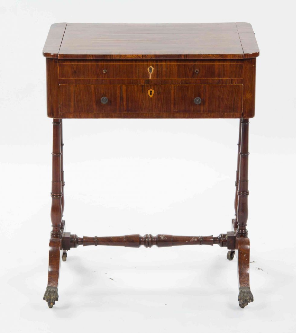 A George III Style Mahogany Games Table, Height 29 1/2: A George III Style Mahogany Games Table, 20TH CENTURY, having a rectangular top inset with a game board. Height 29 1/2 x width 23 5/8 x depth 17 1/2 inches.