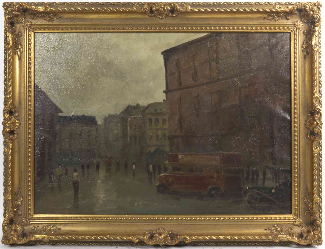 Anton Rudolf Mauve, (Dutch, 1876-1962), London Street: Anton Rudolf Mauve (Dutch, 1876-1962) London Street Scene oil on canvas signed A. Mauve (lower right) 19 3/4 x 27 3/4 inches.