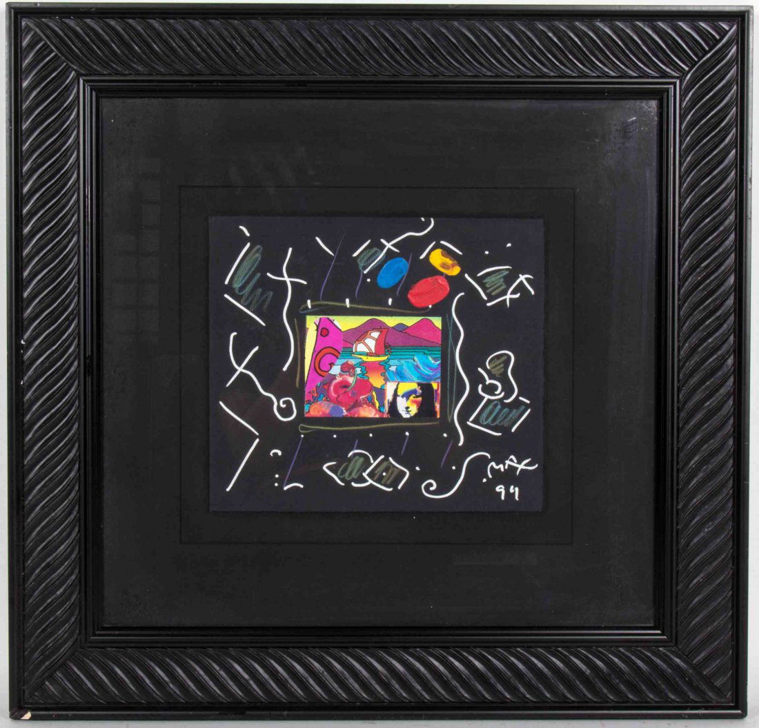 Peter Max, (American, b. 1937), Mona Lisa Mountains,: Peter Max (American, b. 1937) Mona Lisa Mountains, 1994 mixed media on paper signed Max and dated (lower right) 10 x 11 1/2 inches.