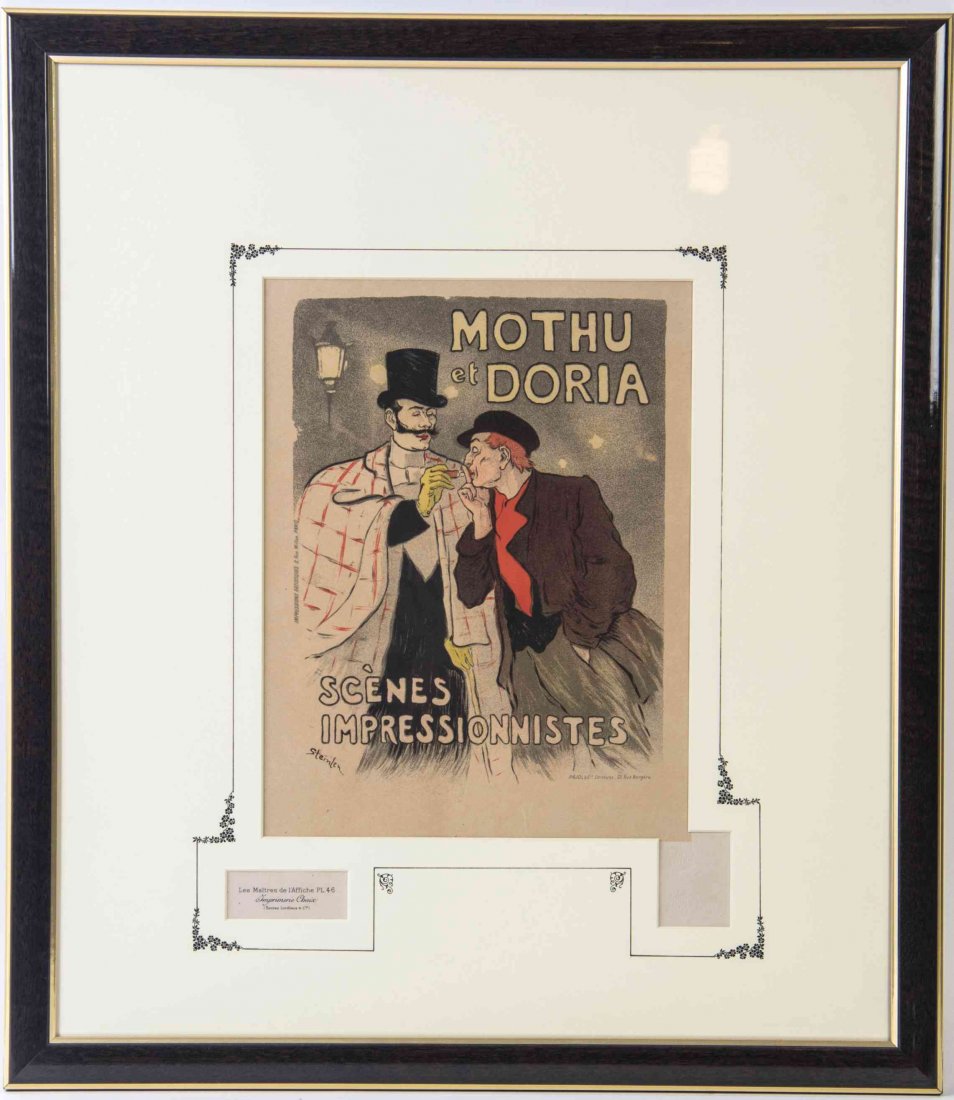 Theophile-Alexandre Steinlen, (French, 1859-1923),: Theophile-Alexandre Steinlen (French, 1859-1923) Mothu et Doria: Scenes Impressionnistes, 1893 (Plate 46 from Les Maitres de l'Affiche) color lithograph; Imprimerie Chaix, Paris, pub. 10 1/2 x 7 1/2 i