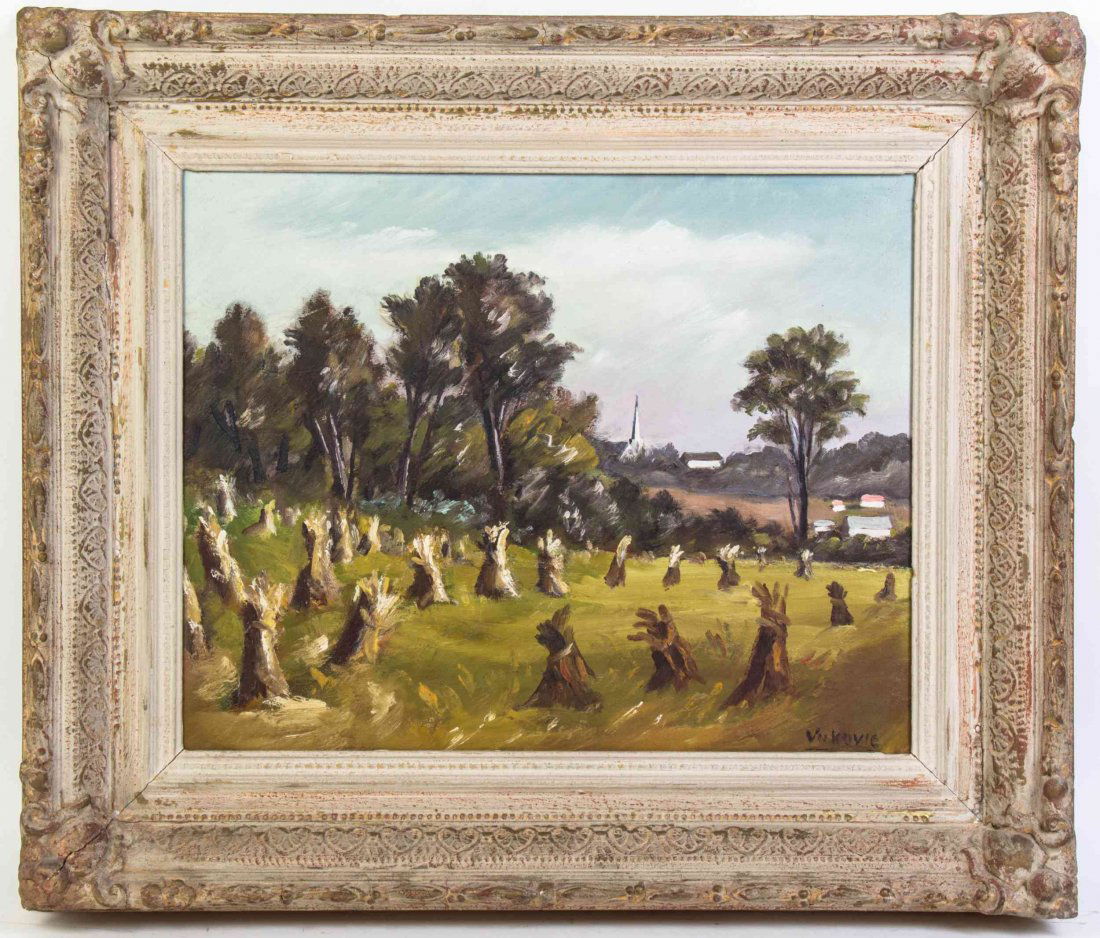 Marko Vukovic, (Czech, 1892-1973), Haystacks in Summer: Marko Vukovic (Czech, 1892-1973) Haystacks in Summer oil on board signed Vukovic (lower right) 15 x 19 inches.