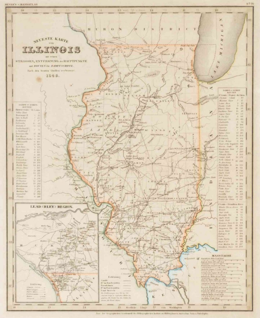 (ILLINOIS) Diagram of the State of Illinois... St.: (ILLINOIS) Diagram of the State of Illinois accompanying Report of the 28th October, 1849. St. Louis, Missouri: Office of the Surveyor General, 1849. Lithograph map showing state of township surveys i