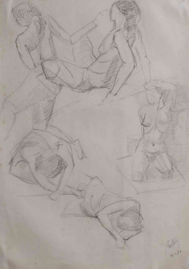 Daniel Bottero, (Argentinian, b. 1950), Two Nude: Daniel Bottero (Argentinian, b. 1950) Two Nude Studies, 1987 ink drawing and pencil drawing each signed Bottero and dated (lower right) Larger: 17 1/4 x 12 1/2 inches. Property from the Collection of 