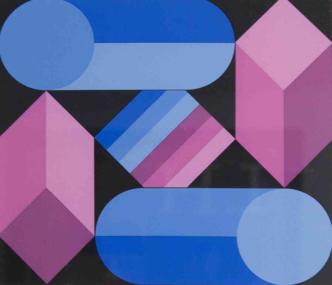 Victor Vasarely, (Hungarian/French, 1906-1997),: Victor Vasarely (Hungarian/French, 1906-1997) Stri-Dio serigraph edition 4/300, signed Vasarely (lower right) 8 1/8 x 9 1/4 inches. Property from the Private Collection of Rona Steingart, Naples, Flor