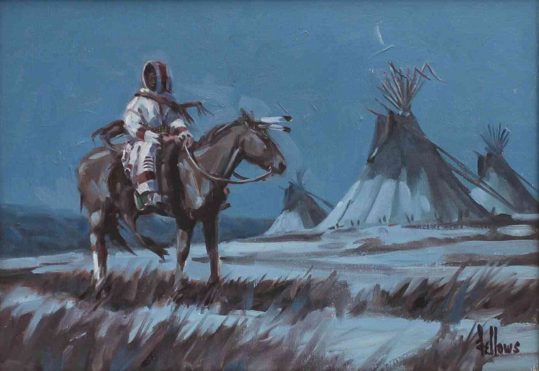 Fred Fellows, (American, b. 1934), Night Guard: Fred Fellows (American, b. 1934) Night Guard oil on canvas signed Fellows (lower right) 9 1/2 x 13 1/2 inches.