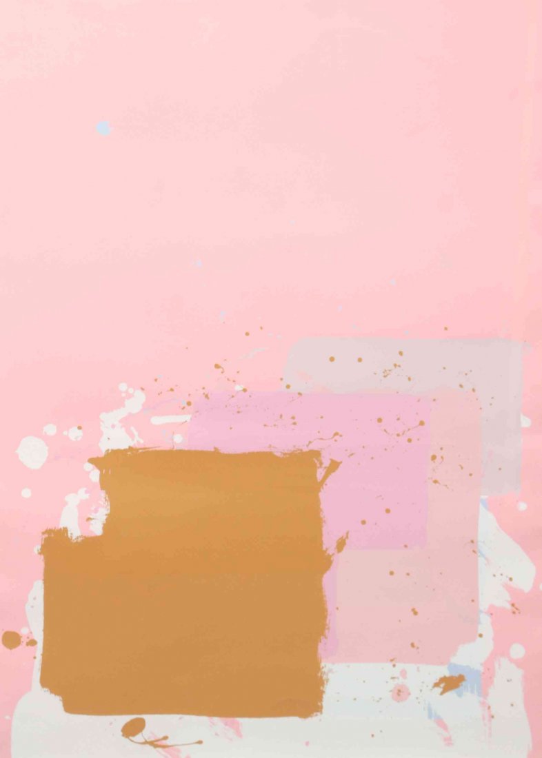 John Hoyland, (British, 1934-2011), Brown Block on: John Hoyland (British, 1934-2011) Brown Block on Pink, 1971 color screenprint AP (aside from the edition of 100), signed John Hoyland and dated (lower right) 40 1/2 x 28 inches.