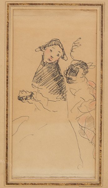 Dietz Edzard, (German, 1893-1963), Untitled (Study for: Dietz Edzard (German, 1893-1963) Untitled (Study for carnival time in Venice) pen and ink on paper 7 3/4 x 6 inches. Property from a Private Collection NOTE: This work is accompanied by a letter of au