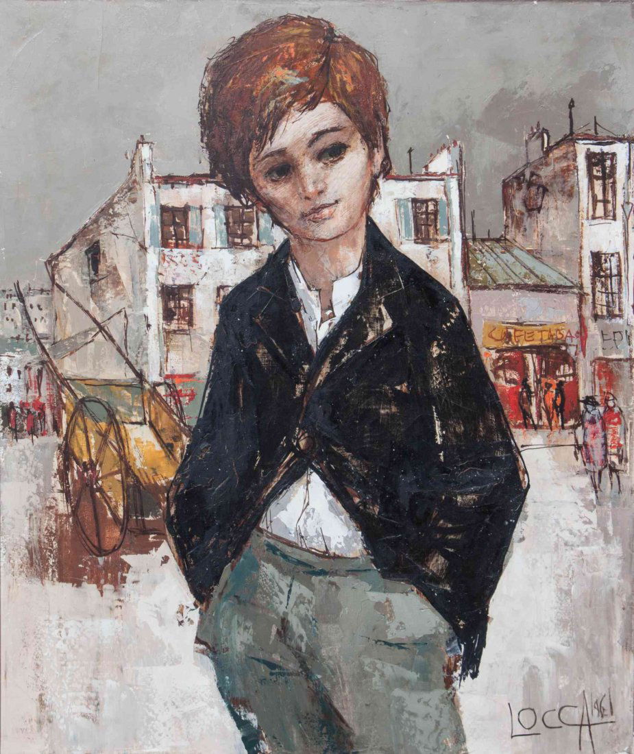Albert Locca, (Swiss, 1895-1966), Young Boy, 1961: Albert Locca (Swiss, 1895-1966) Young Boy, 1961 oil on canvas signed Locca and dated (lower right) 21 1/2 x 18 inches.