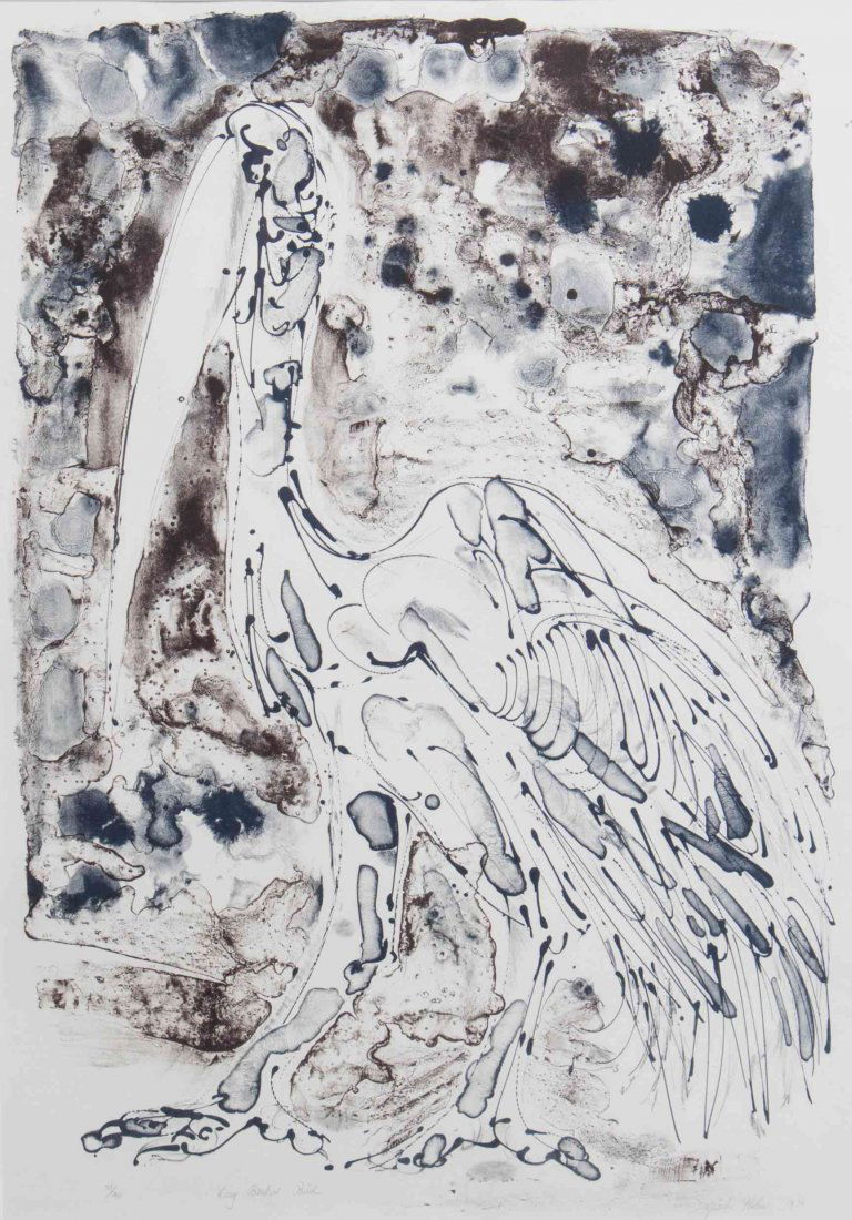 Misch Kohn , (American, 1916-2002), Long Beaked Bird,: Misch Kohn (American, 1916-2002) Long Beaked Bird, 1970 lithograph edition 31/40, signed Misch Kohn, titled and dated (lower right) 28 x 18 1/2 inches.