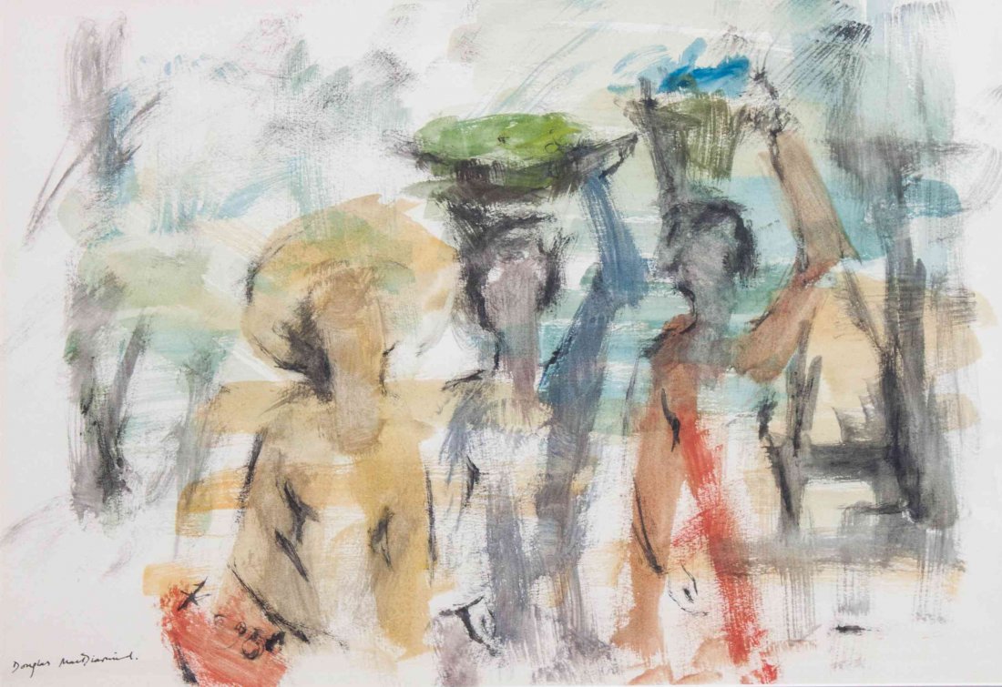 Douglas Macdiarmid , (New Zealand, b. 1922), Untitled: Douglas Macdiarmid (New Zealand, b. 1922) Untitled (Figures) watercolor signed Douglas Macdiarmid (lower left) 13 x 9 inches.