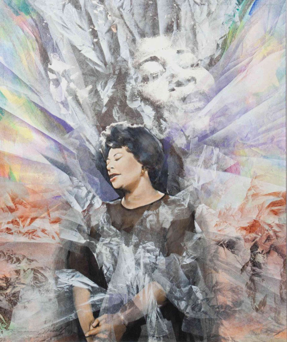 Raymond Howell, (American, 1927-2002), Ella Fitzgerald,: Raymond Howell (American, 1927-2002) Ella Fitzgerald, 1993 oil on canvas signed Raymond Howell and dated (lower left) 39 x 33 inches. Property from the Collection of Eric Meils, Milwaukee, Wisconsin