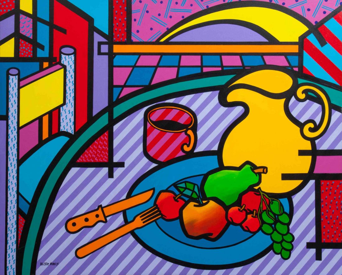 Valter de Morais, (Brazilian, b. 1948), Still Life,: Valter de Morais (Brazilian, b. 1948) Still Life, 1999 oil on canvas signed V. Morais (lower left); signed and dated (verso) 48 x 59 1/2 inches.