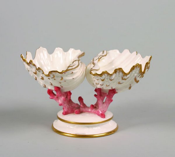 A Wedgwood Porcelain Bowl,: of shell form on coral base.Height 5 inches.