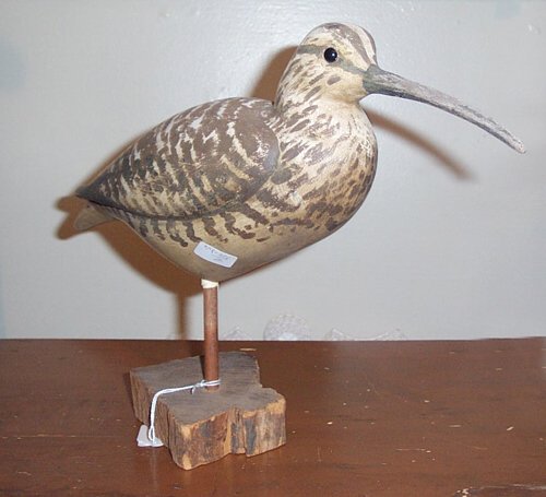 CARVED AND PAINTED CURLEW DECOY 20th century Glas