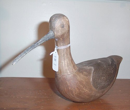 CARVED AND PAINTED CURLEW DECOY Long Island, 20th