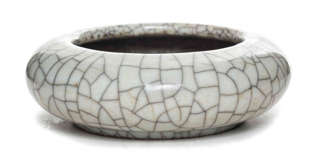 A Chinese Geyao Brush Washer Diameter 4 1/4 inches.: A Chinese Geyao Brush Washer of compressed circular form. Diameter 4 1/4 inches. Property from the Estate of Alan D. Katz, Boulder, Colorado