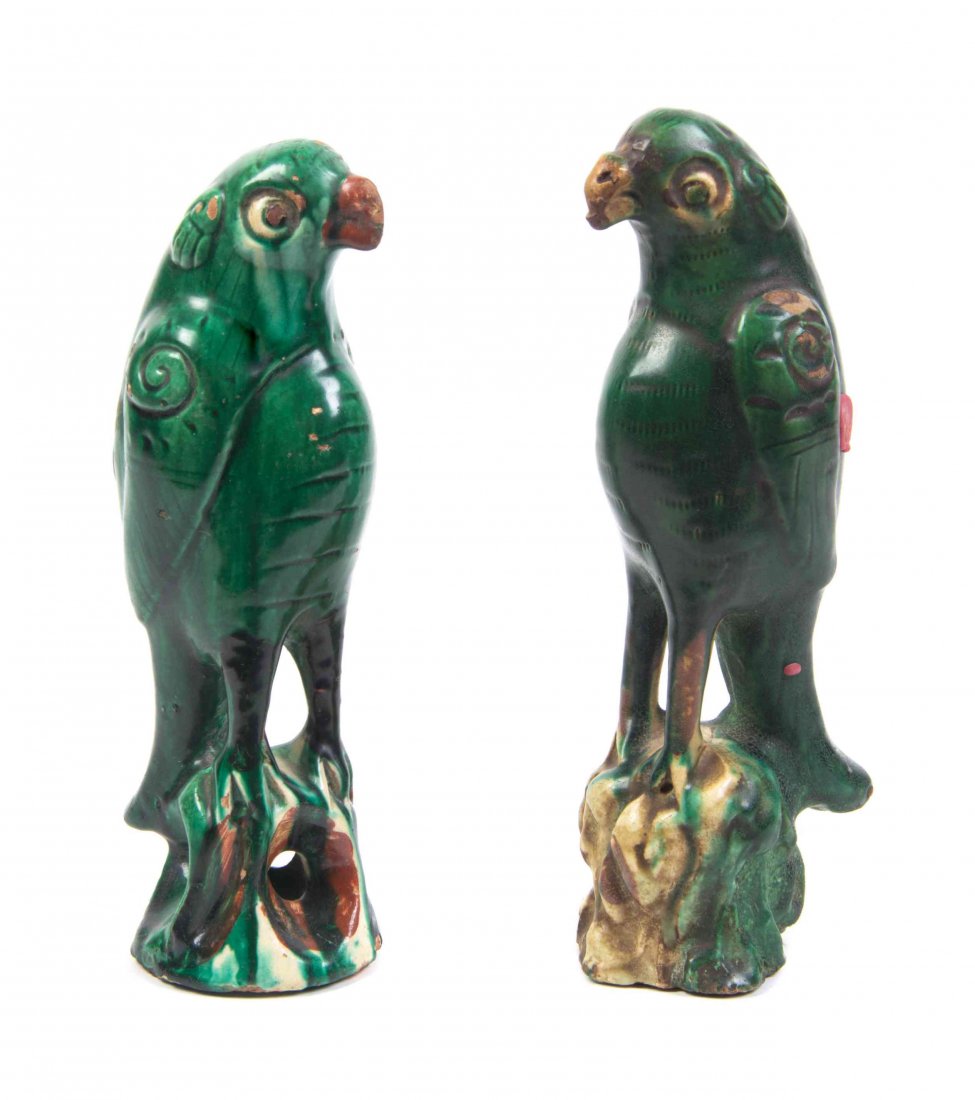 Two Chinese Ceramic Figures Height 9 1/2 inches.: Two Chinese Ceramic Figures each depicting a parrot. Height 9 1/2 inches. Property from the Estate of James J. McKiernan, Kansas City, Missouri