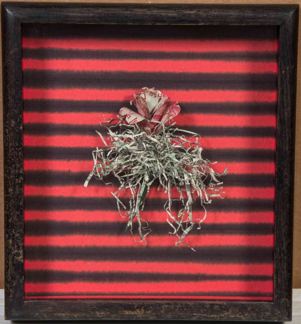 Barton Lidice Benes, (American, 1942-2012), Untitled: Barton Lidice Benes (American, 1942-2012) Untitled (Rose), c. 1985 shredded currency 12 x 11 inches. Provenance: Acquired directly from the artist by the present owner