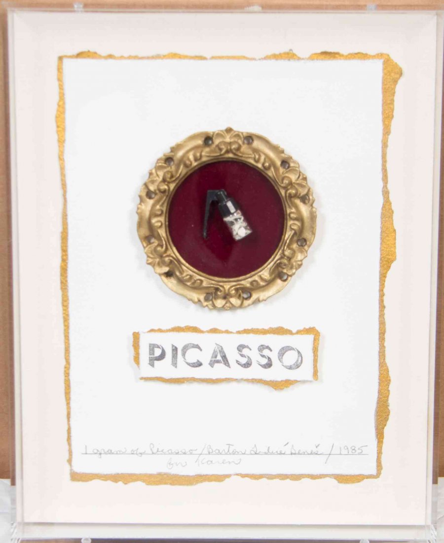 Barton Lidice Benes, (American, 1942-2012), 1 Gram of: Barton Lidice Benes (American, 1942-2012) 1 Gram of Picasso, 1985 mixed media signed Barton Lidice Benes, titled, dated and inscribed (lower edge) 15 x 12 inches. Provenance: Acquired directly from th