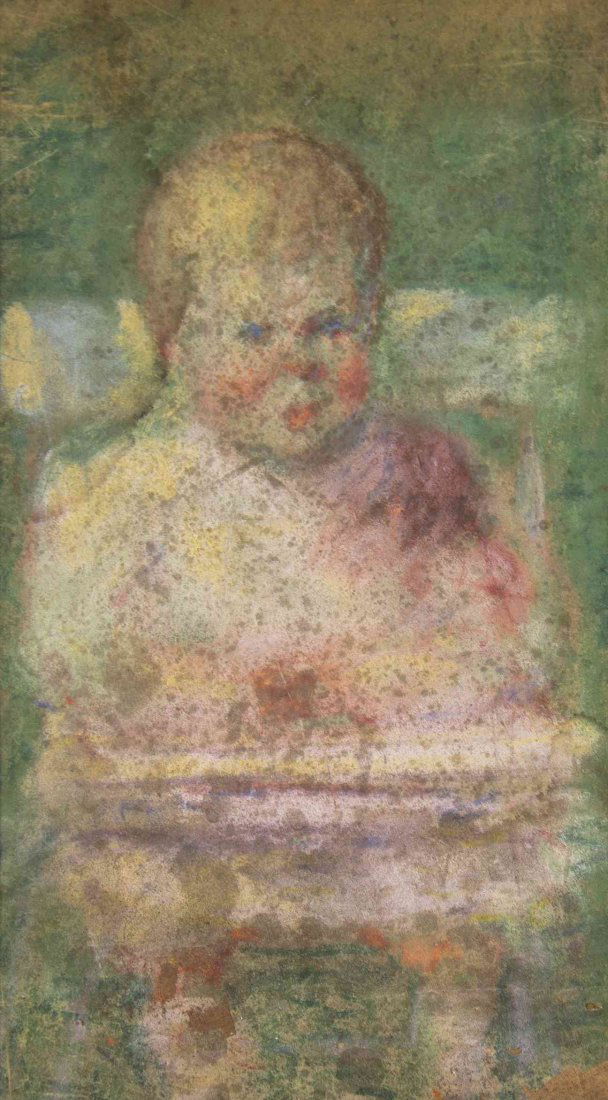 Arnold Friedman, (American, 1874-1946), Albert Friedman: Arnold Friedman (American, 1874-1946) Albert Friedman in High Chair pastel on paper 8 x 4 1/2 inches.