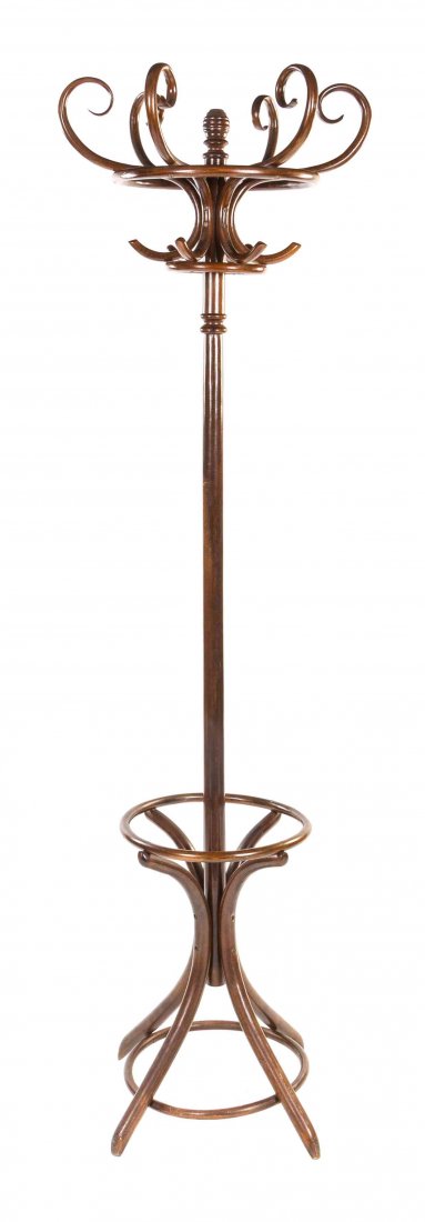 A Thonet Bentwood Coat Rack Height 78 1/2 inches.: A Thonet Bentwood Coat Rack having two tiers of six hooks. Height 78 1/2 inches.