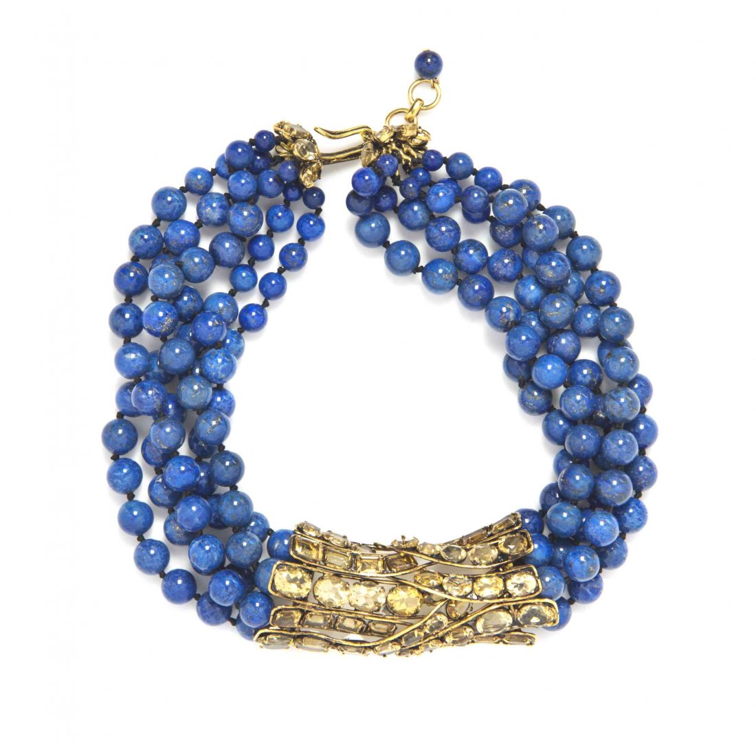 An Iradj Moini Lapis Lazuli and Citrine Necklace.: An Iradj Moini Lapis Lazuli and Citrine Necklace. Stamped: Iradj Moini. Property from the Estate of Dorothy Parrott Hughes, Kenilworth, Illinois Condition: Measurement: 16" Overall excellent condition