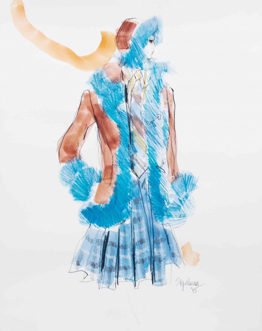 Steven Stipelman, (American, b. 1944), Anna Sui Design: Steven Stipelman (American, b. 1944) Anna Sui Design mixed media signed Stipelman (lower right) 24 x 18 inches. Property of Mount Mary University Through the Generous Donation of Steven Stipelman, Ill