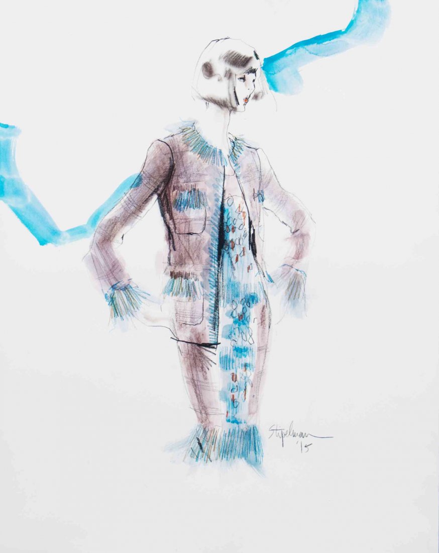 Steven Stipelman, (American, b. 1944), Anna Sui Design: Steven Stipelman (American, b. 1944) Anna Sui Design mixed media signed Stipelman (lower right) 24 x 18 inches. Property of Mount Mary University Through the Generous Donation of Steven Stipelman, Ill