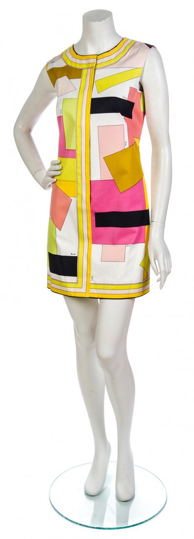 An Emilio Pucci Cotton Print Dress, Size 10.: An Emilio Pucci Cotton Print Dress, with a zippered down front. Labeled: Emilio Pucci. Size 10. Property from the Estate of Rita Dee Hassenfeld, Palm Beach, Florida Condition: Overall excellent condit