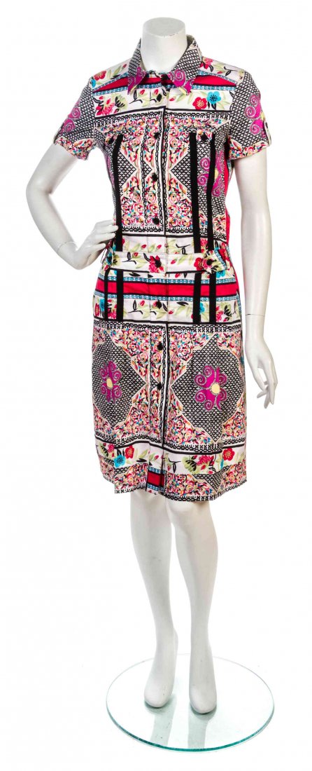 An Etro Multicolor Cotton Print Shirt Dress, Size 42.: An Etro Multicolor Cotton Print Shirt Dress, short sleeves, button down center front with inseam pockets to the hips. Labeled: Etro. Size 42. Property from the Estate of Shirley Ann Kritzik, Milwaukee