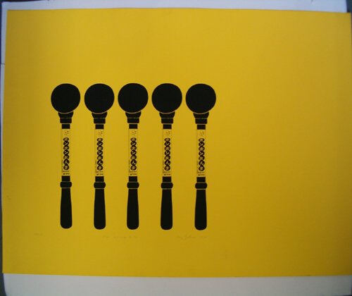 RAY JOHNSON (American 1927-1995) Five Massage Bal: RAY JOHNSON (American 1927-1995) Five Massage Balls 1968, pencil signed, dated, titled, and numbered 35/70. Color silkscreen; and YIGAL ZEMER (Israeli b. 1938) Open Space II