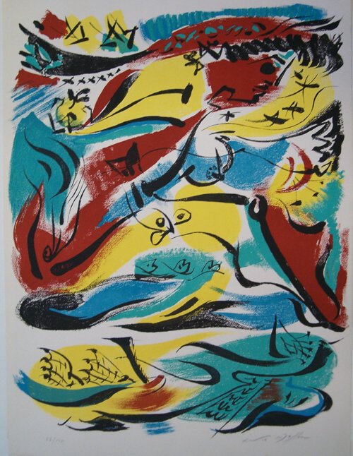 ANDRE MASSON (French 1896-1987) Untitled: ANDRE MASSON (French 1896-1987) Untitled Pencil signed and numbered 86/130 in the margin. Color lithograph on BFK Rives paper. 26-1/2 x 21 in. Unframed