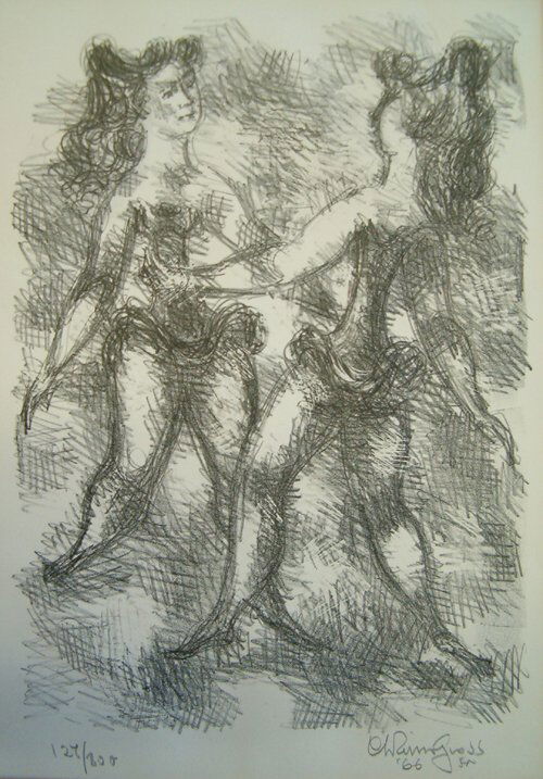 ANDRE MASSON (French 1896-1987) Figure Pencil s: ANDRE MASSON (French 1896-1987) Figure Pencil signed and numbered 8/125 in the margin. Color lithograph. 21 x 16-1/2 in.; and VICTOR VASARELY (French/Hungarian 1908-1997) Tennis Pl