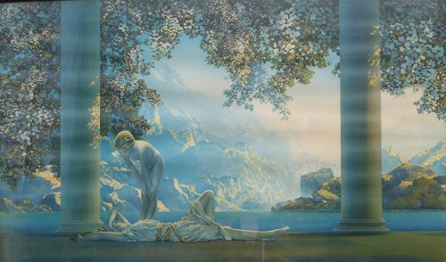 MAXFIELD PARRISH (1870-1966) Daybreak: MAXFIELD PARRISH (1870-1966) Daybreak Chromolithograph. 18 x 30 in. Framed