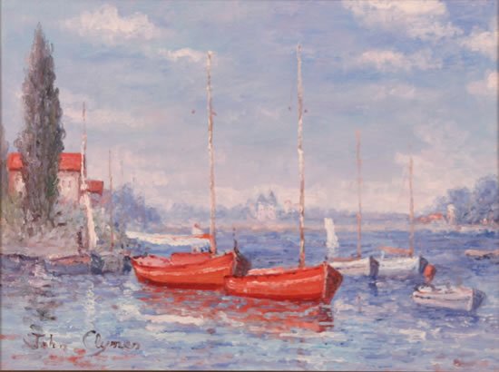 John Ford Clymer (British, 1907-1989): Harbor Entranceoil on canvassigned "John Clymer" (lower right) 12 x 16 inches.