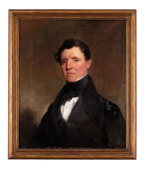 Thomas Sully (1783-1872), portrait of the actor e: Thomas Sully (1783-1872) portrait of the actor edwin brooke forrest (1806-1872) Signed on back TS 1839", oil on canvas, framed (patches). 35 in. x 28 3/4 in. PROVENANCE: See " Life and Works of Thomas
