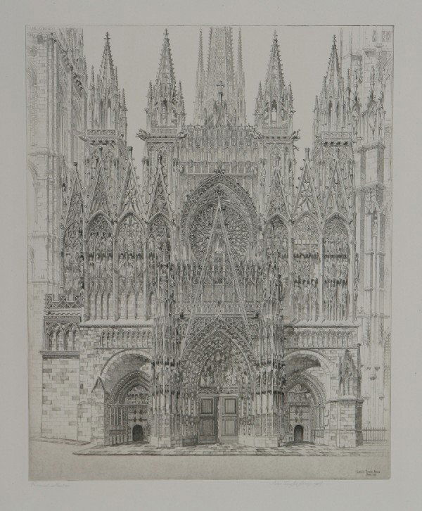 John Taylor Arms, (American, 1887-1953), Lace in S: John Taylor Arms (American, 1887-1953) Lace in Stone, Rouen Cathedral, 127 etching inscribed "Personal Collection", signed "John Taylor Arms, 1927" (lower right) 14 1/4 x 11 1/4 inches. Property from