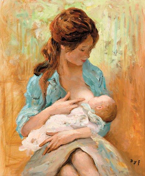 MARCEL DYF (french 1899-1985) MATERNITE Signed Dyf: MARCEL DYF (french 1899-1985) MATERNITE Signed Dyf" bottom right, oil on canvas 25 1/2 x 21 1/4 in. (64.7 x 53.9 cm)"